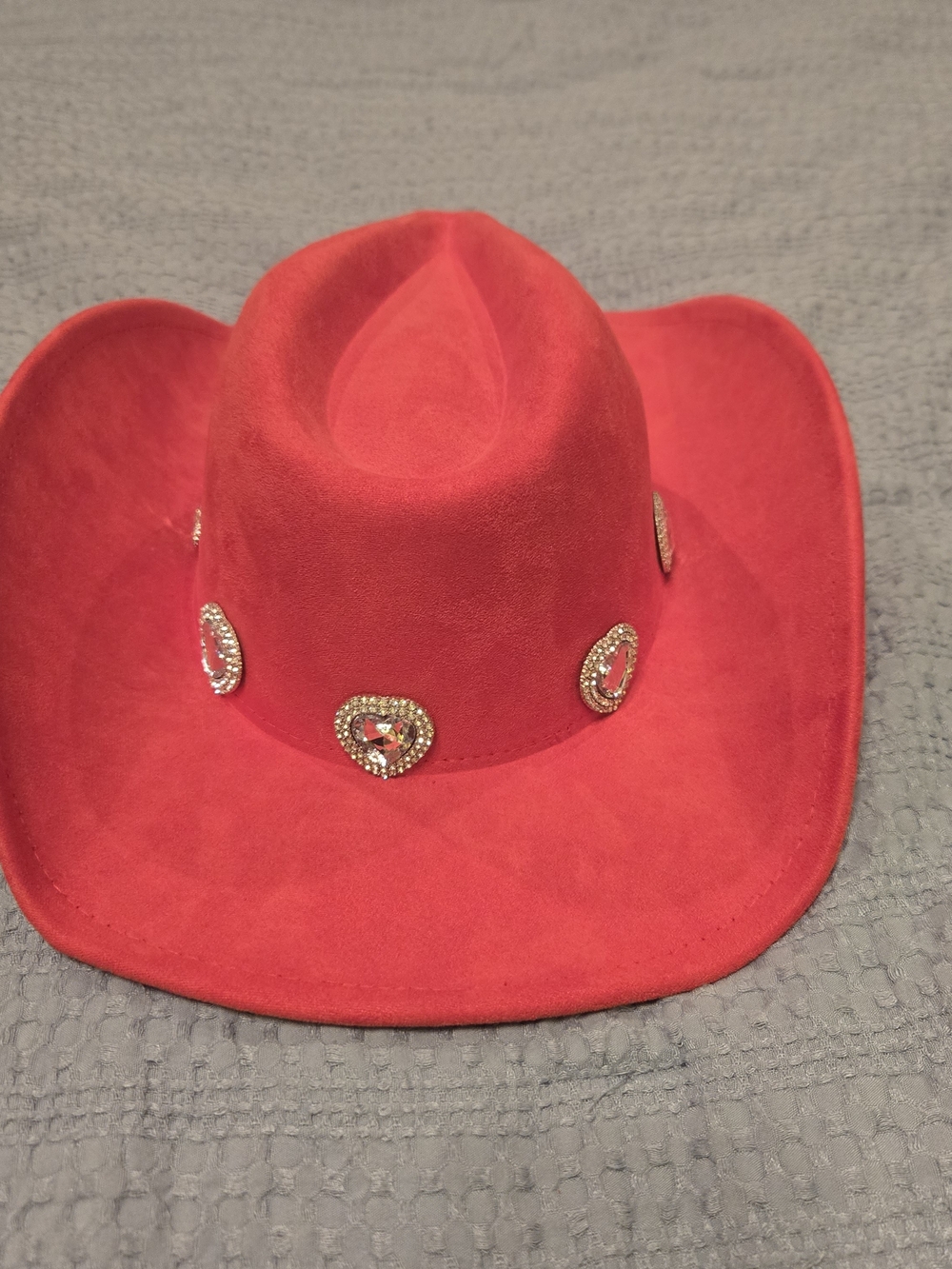 Red Womens Rhinestone Cowboy Hat - Picture 3 of 7